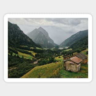 Swiss Alps - Rainy Afternoon in Camp Blenio (Ticino, Switzerland) Sticker